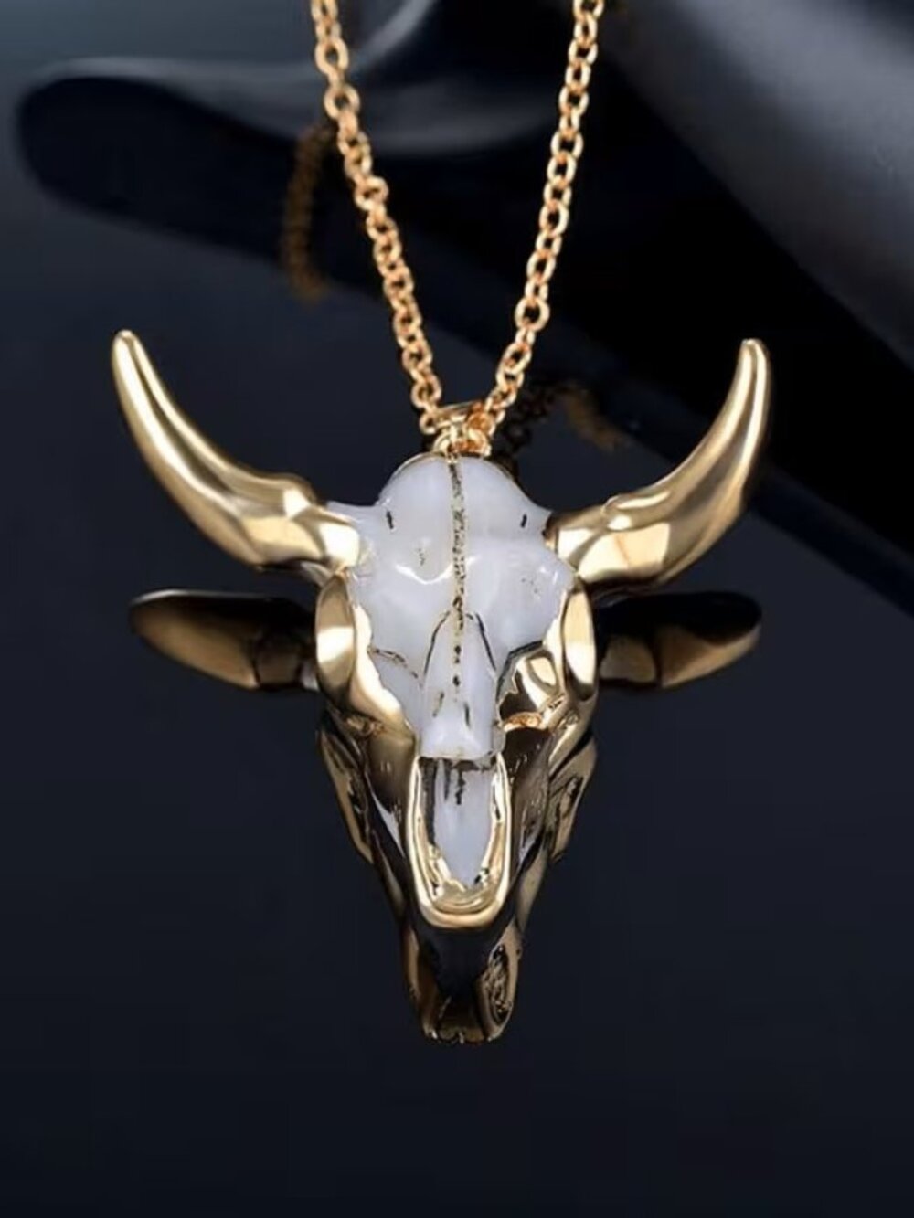 Western Bull Skull Necklace Longhorn Cow Pendant Boho Ranch Jewelry Gift